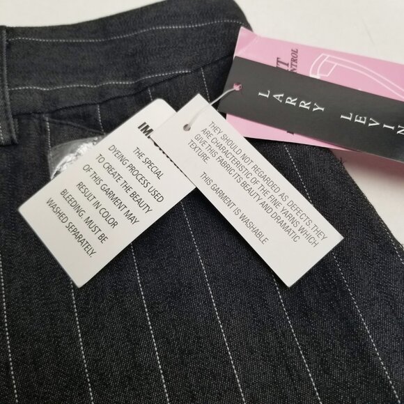 Larry Levine Stretch Capri Pants Size 12 Black Pinstripe Academia Office Career - Picture 5 of 11